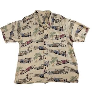 Beck Sport Men's XL Classic Car Short Sleeve Button Up Hawaiian Shirt Woody Surf